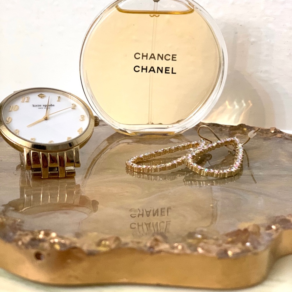 💍✨  SOLD-GOLD & GRAY PEARL RESIN TRINKET TRAY ✨💍